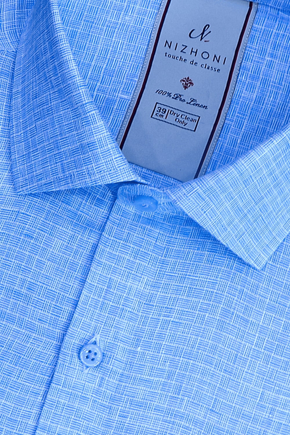 Sky Blue Small Checks Pro Linen Slim Fit Shirt